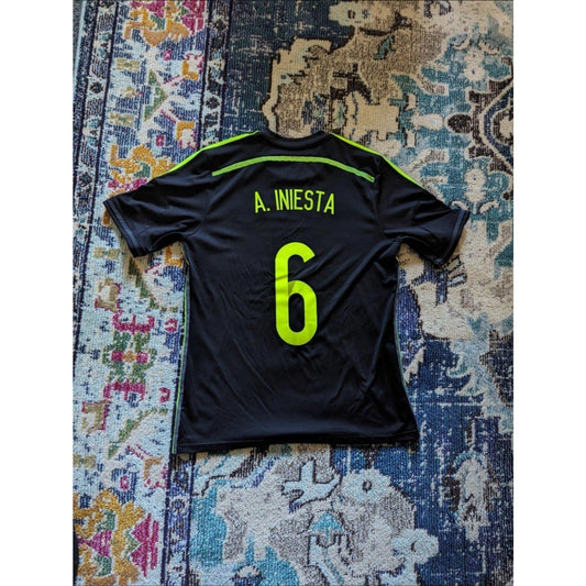 Spain 2014 Away Andres Iniesta Jersey - Men's Large - Fully Patched