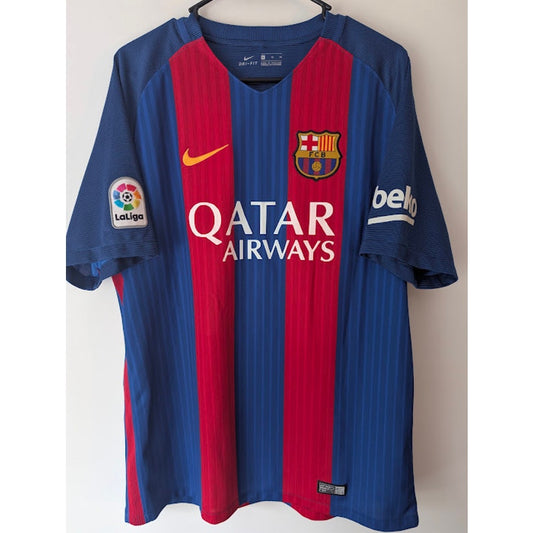 FC Barcelona 2016-17 Home Luis Suarez #9 Jersey Mens XL Nike La Liga Patch Vintage