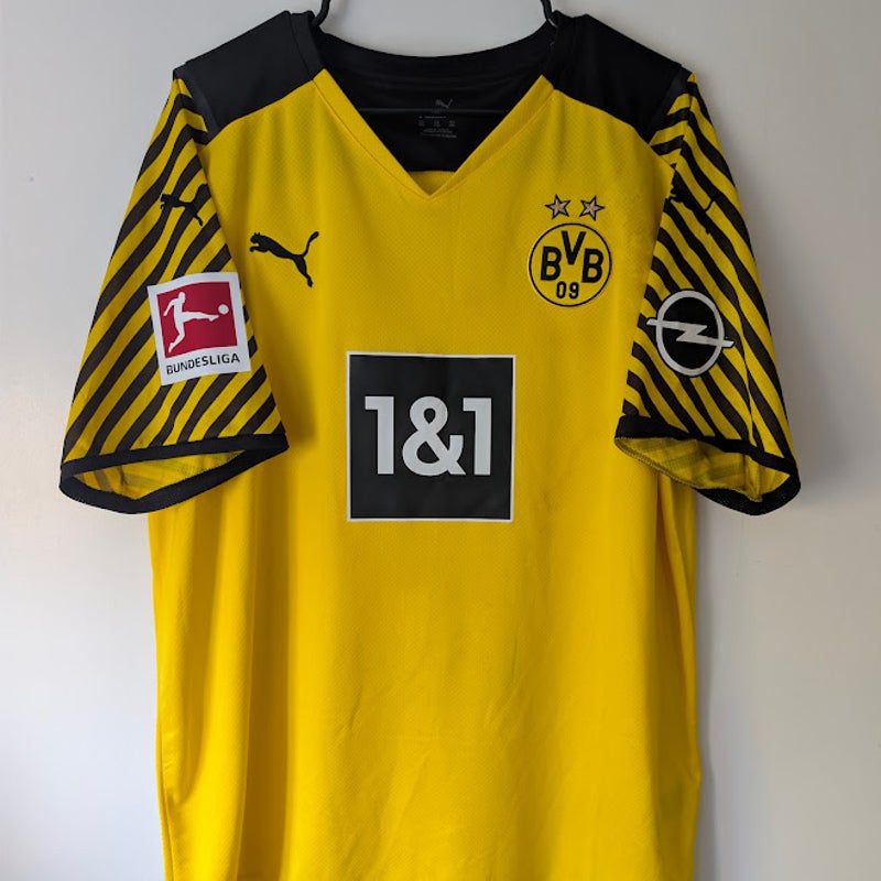Borussia Dortmund 2021-22 Home Erling Haaland 9 Jersey Men's XXL PUMA Bundesliga Fully Patched