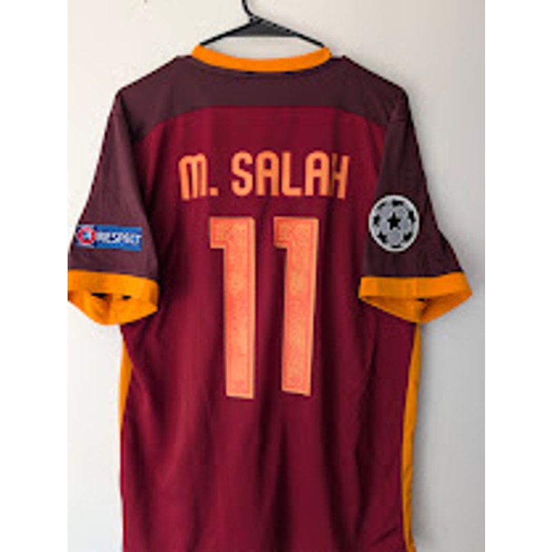 AS Roma 2015-16 Home Mohamed Salah Jersey Men's Large Nike UCL Fully Patched