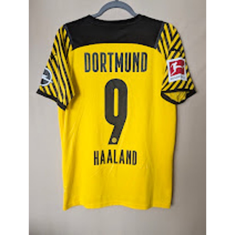 Borussia Dortmund 2021-22 Home Erling Haaland Jersey Men's Medium Patched
