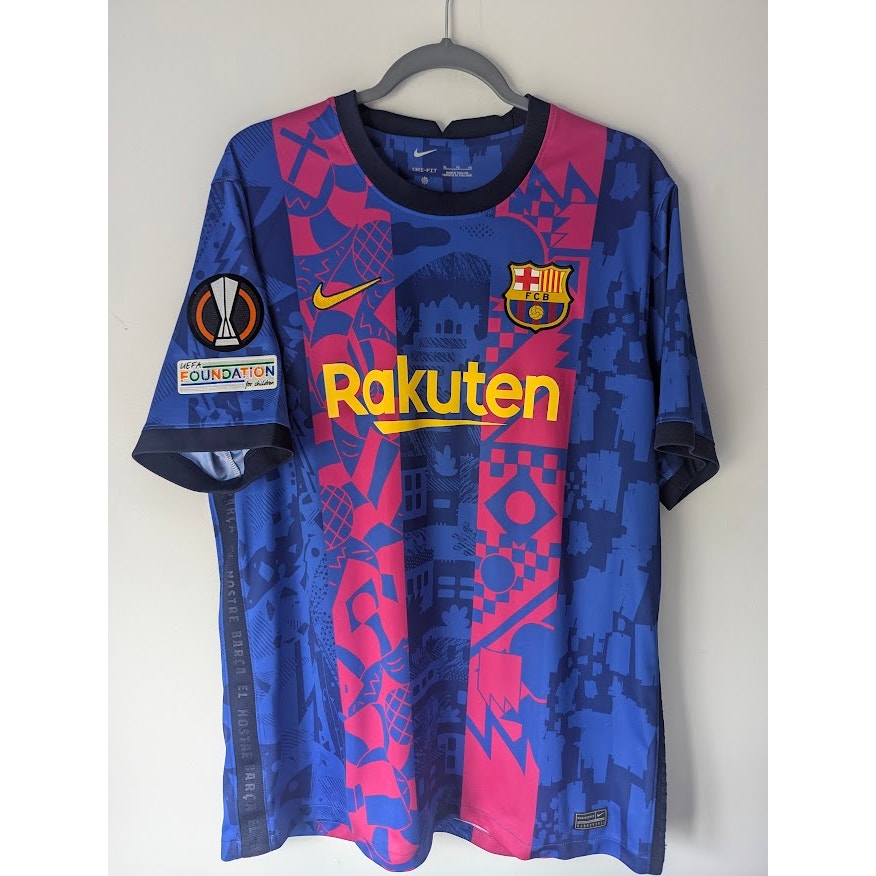 FC Barcelona 2021–22 Third Pedri Jersey – Men’s XL | Europa League Fully Patched Nike Shirt