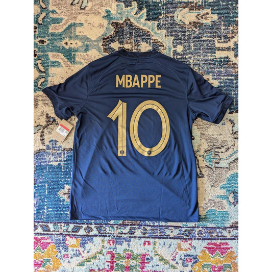France 2022 Home Kylian Mbappé #10 Jersey — Men’s L — NWT Authentic Nike Blue