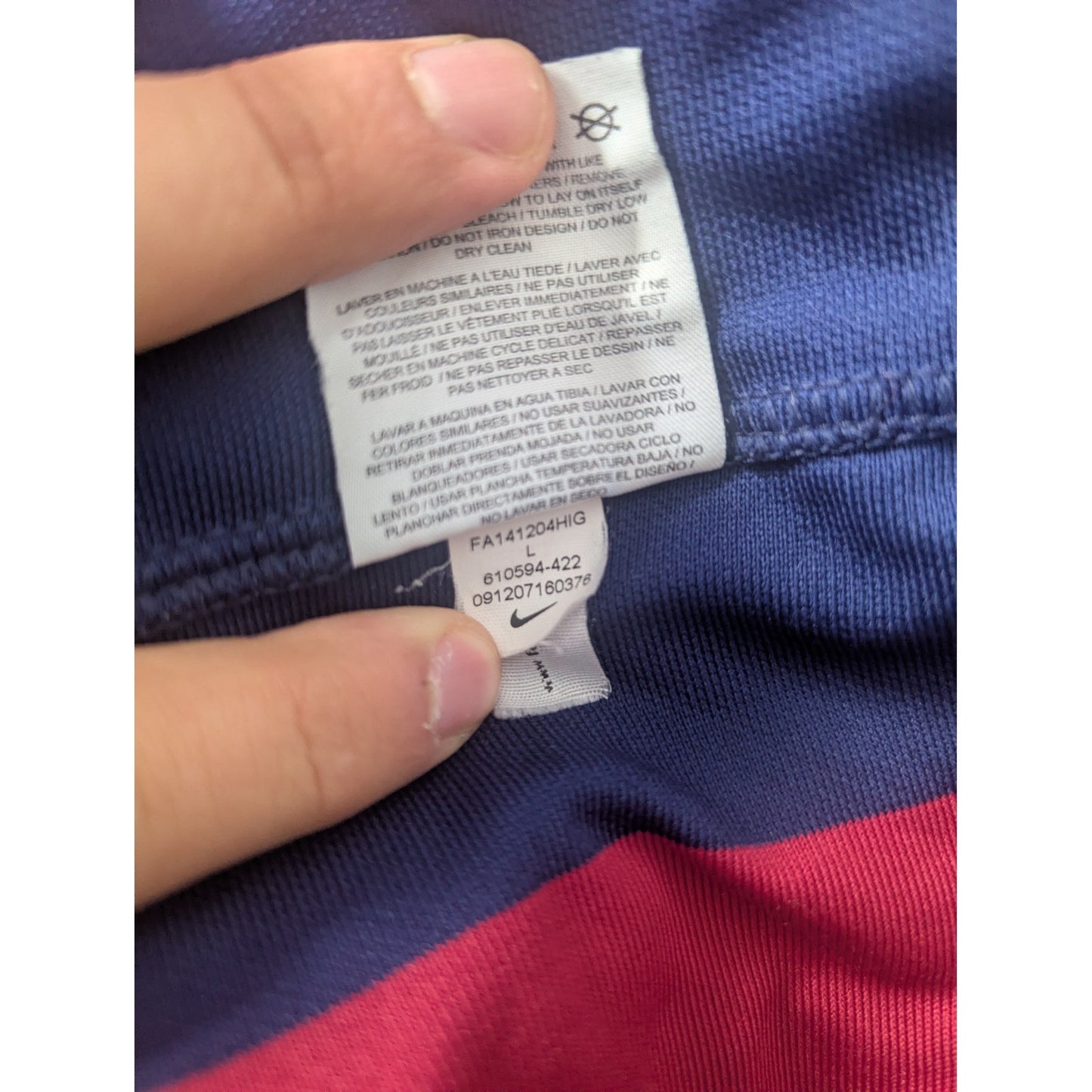 FC Barcelona 2014-15 Sergio Busquets Home Jersey Men’s Large Authentic Nike Soccer Shirt