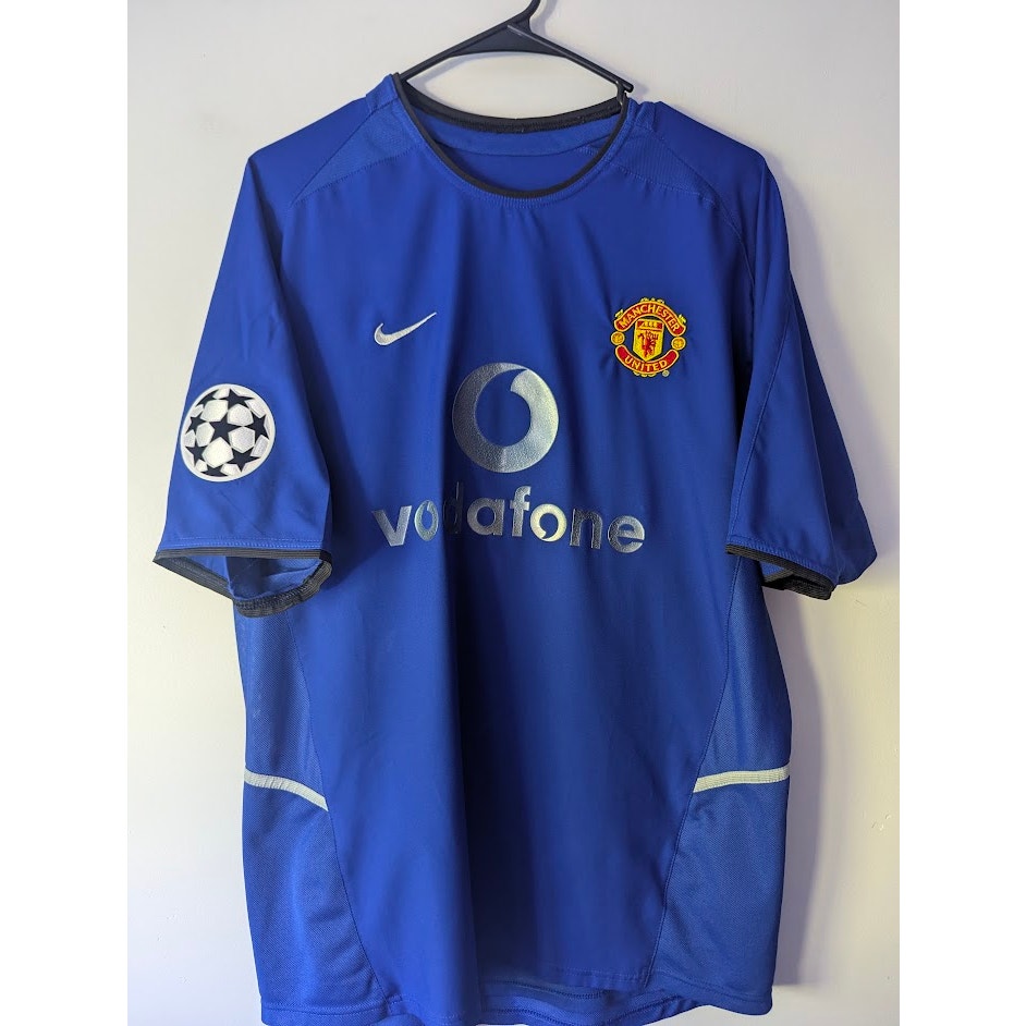 Manchester United 2002-03 Third David Beckham Jersey Men’s Medium Nike UCL Blue
