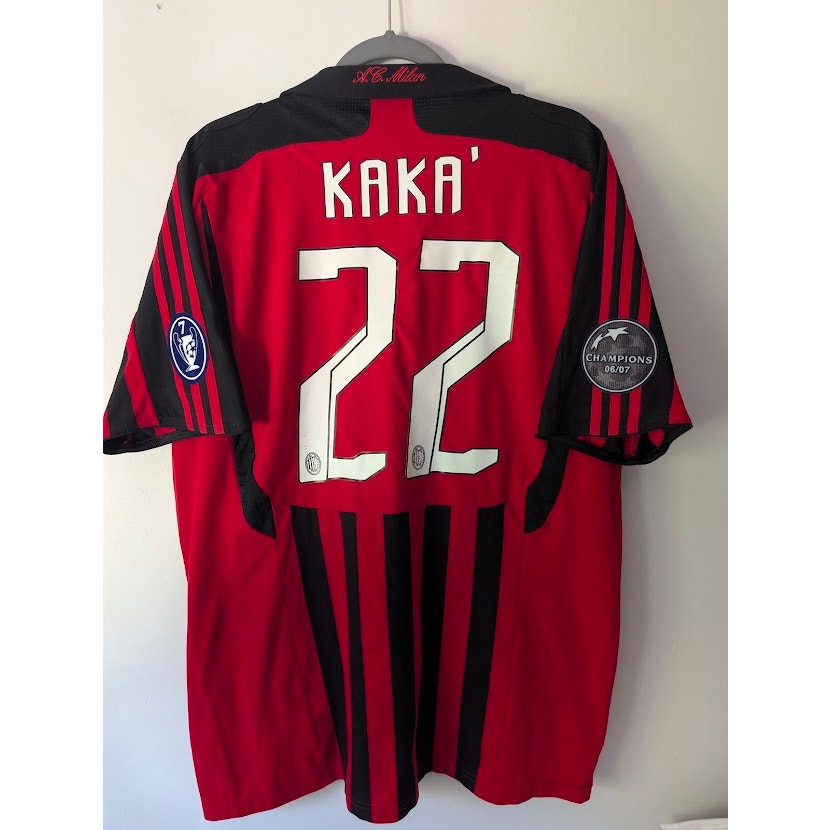 AC Milan 2007-08 Home Kaka #22 Jersey Mens XL adidas UCL Fully Patched Vintage