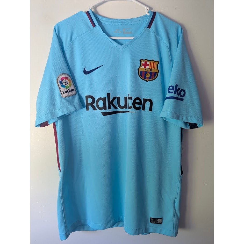 FC Barcelona 2017-18 Away Andrés Iniesta Jersey Men’s Large Nike Rakuten Blue Shirt