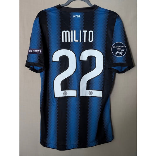 Inter Milan 2010-11 home Diego Milito jersey, men's medium