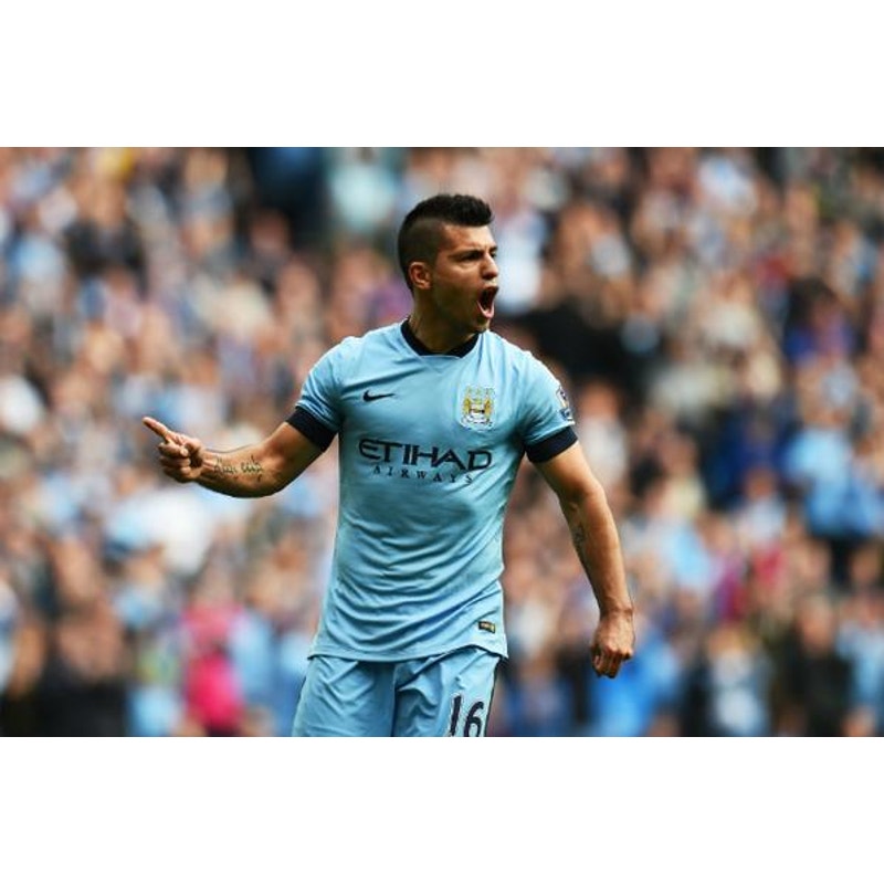 Manchester City 2014-15 Home Sergio Aguero Jersey Men's XL Authentic Nike Kit