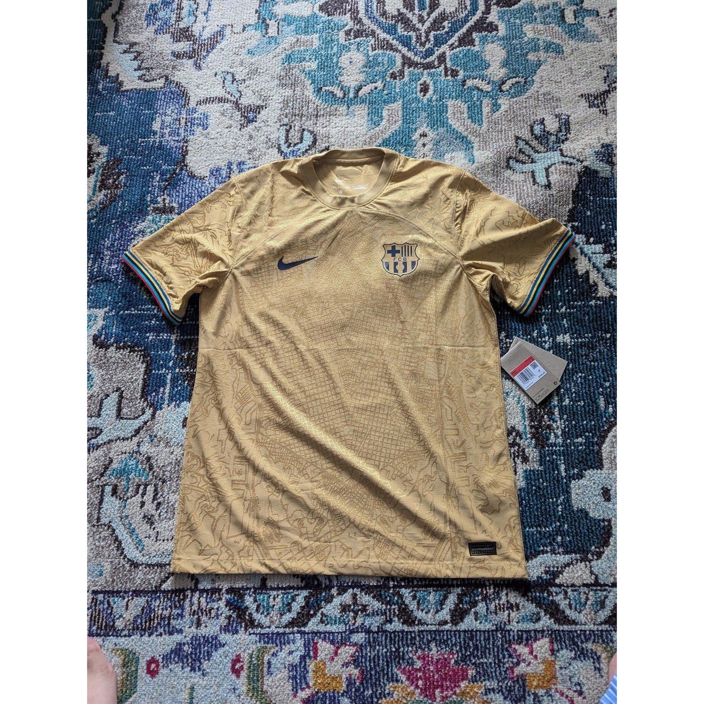 FC Barcelona Pedri Soccer Jersey Men L 2022-23 Away NWT Authentic Nike ADV Gold