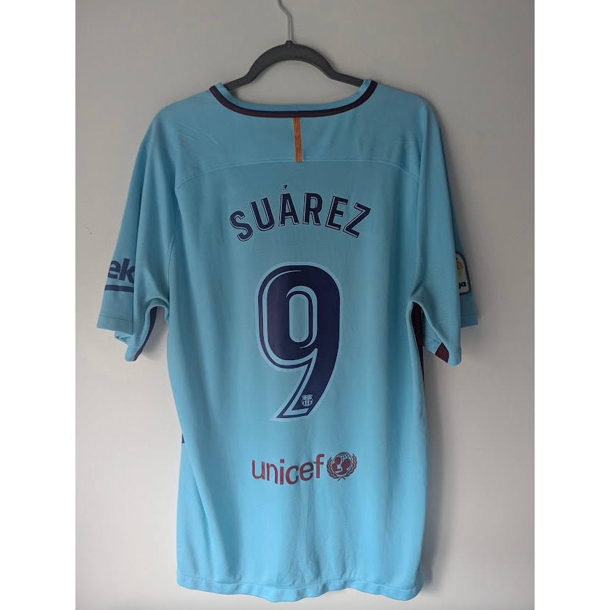 FC Barcelona 2017–18 Away Suárez Jersey – Men’s XL | La Liga Patched Nike Shirt