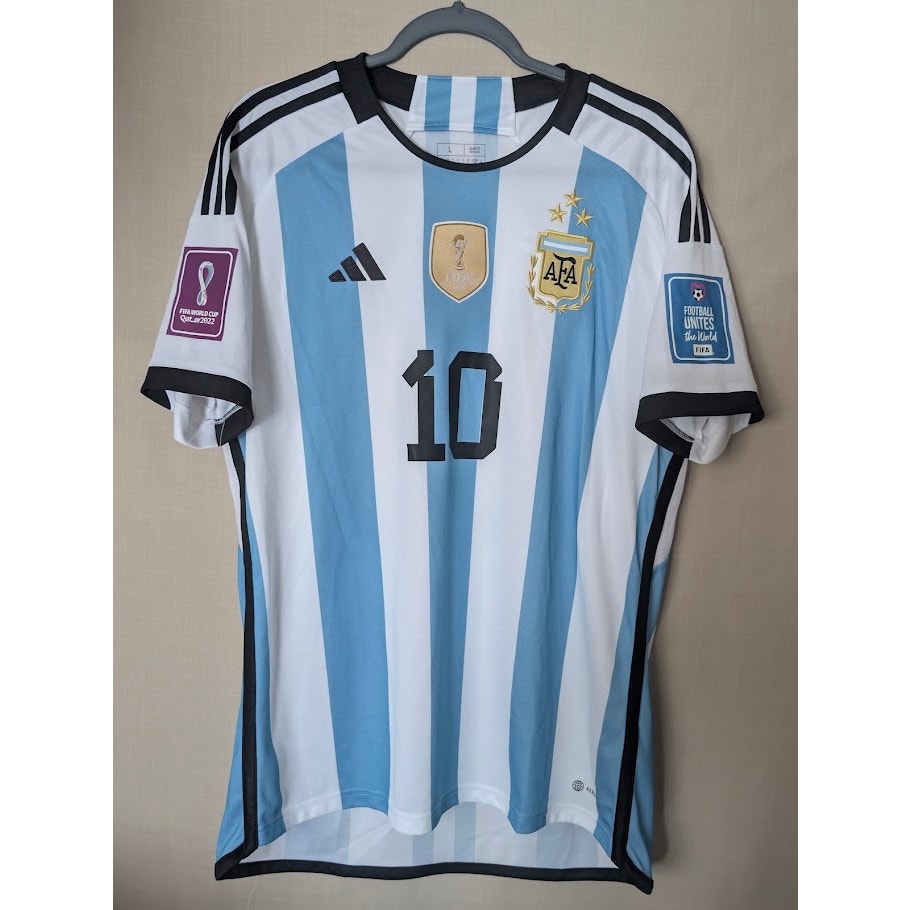 Argentina 2022 Home Lionel Messi Jersey World Cup Fully Patched Men's Large