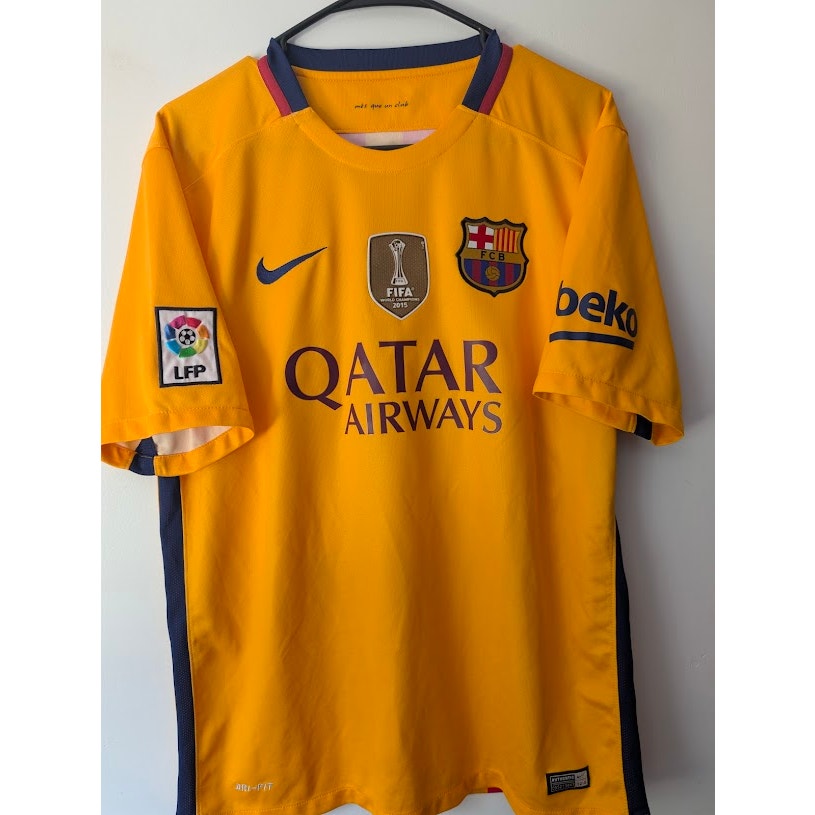 FC Barcelona 2015-16 Away Neymar Jr Jersey Men’s Large Nike Fully Patched