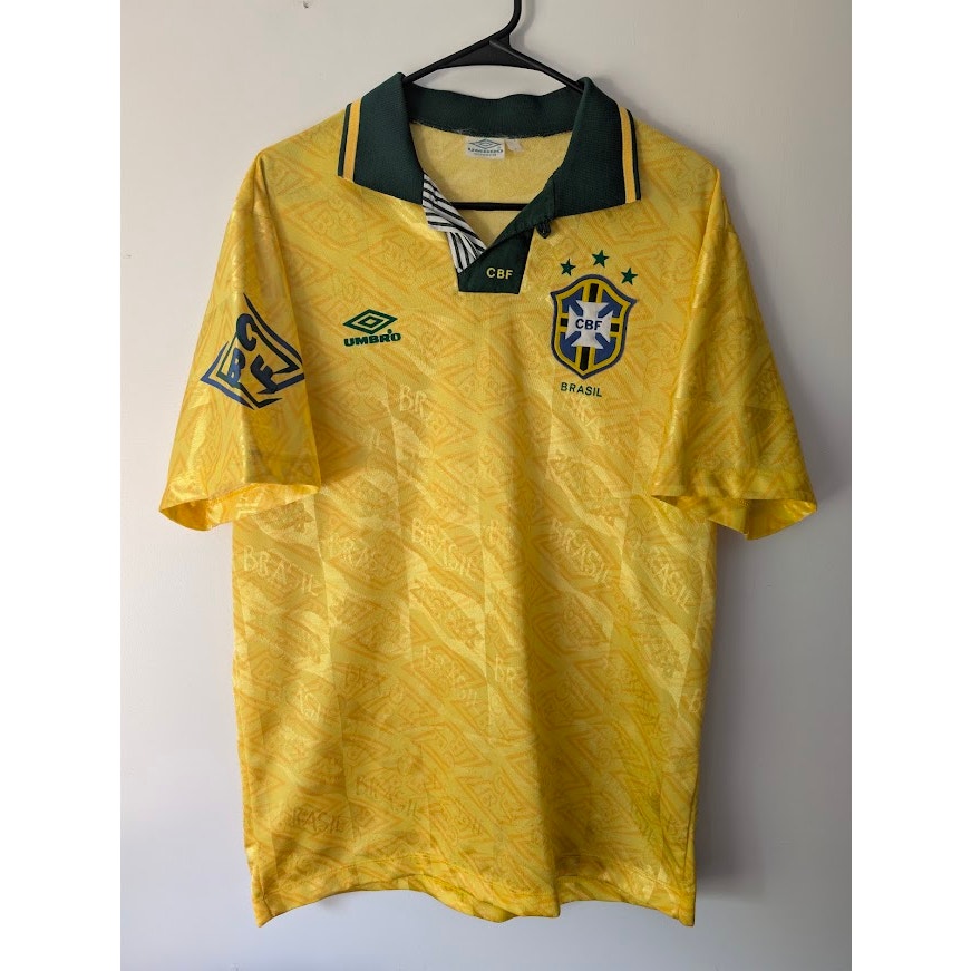 Brazil 1992-93 Home Jersey Mens Large Vintage Umbro Authentic Yellow Rare
