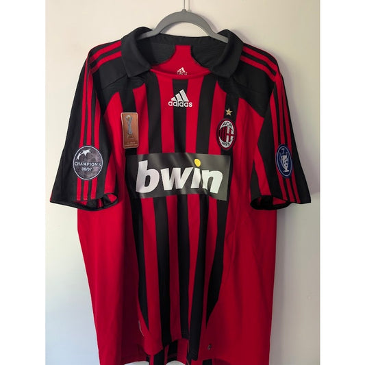 AC Milan 2007-08 Home Kaka #22 Jersey Mens XL adidas UCL Fully Patched Vintage