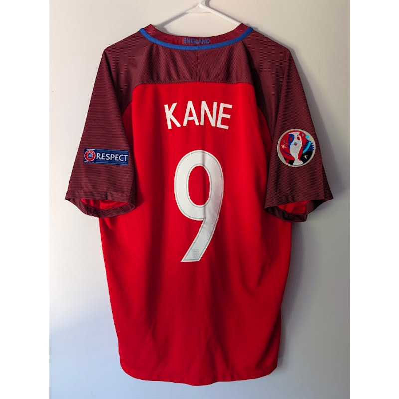 England 2016 Away Harry Kane #9 Jersey Mens XL Nike Euro 2016 Fully Patched Red
