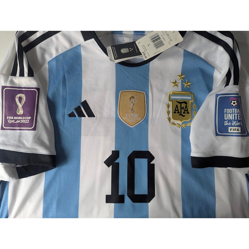 Argentina 2022 Home Messi Jersey – Men’s Large | NWT World Cup Fully Patched Shirt