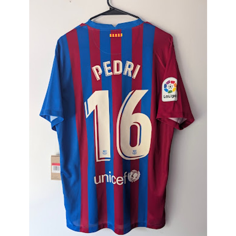FC Barcelona 2021-22 Home Pedri #16 Jersey Mens Large NWT Nike La Liga Patched