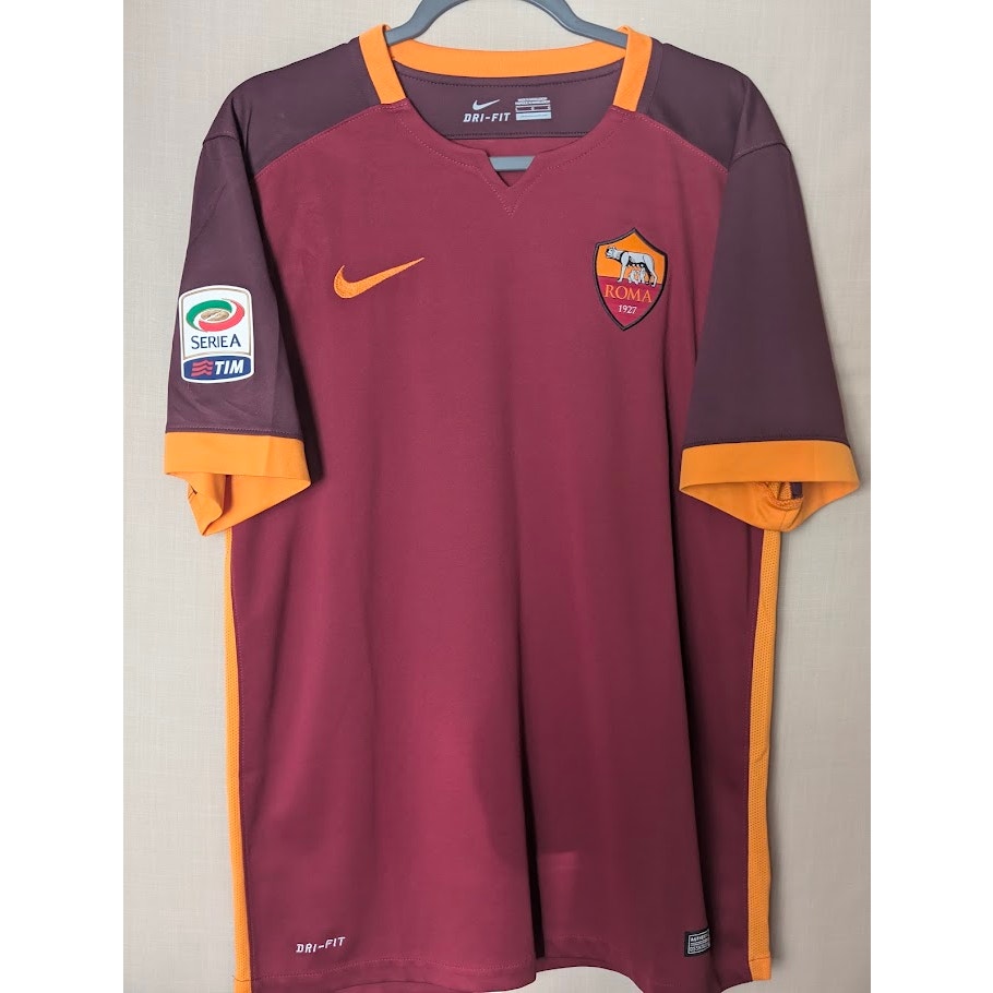 AS Roma 2015–16 Home Totti Authentic Jersey – Men’s Large Serie A Fully Patched