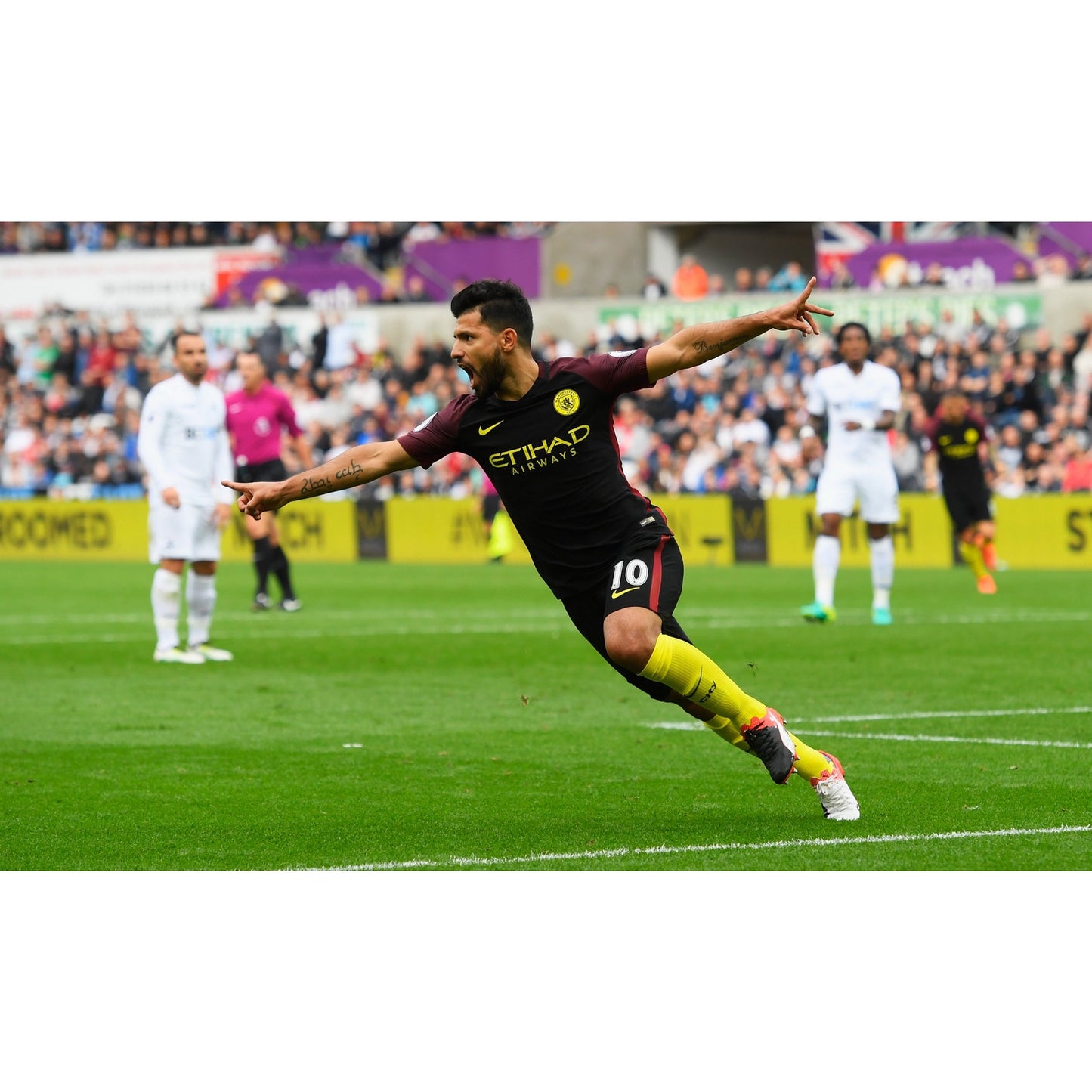 Manchester City 2016-17 Third Kun Aguero Jersey Men L Rare Authentic Nike Kit