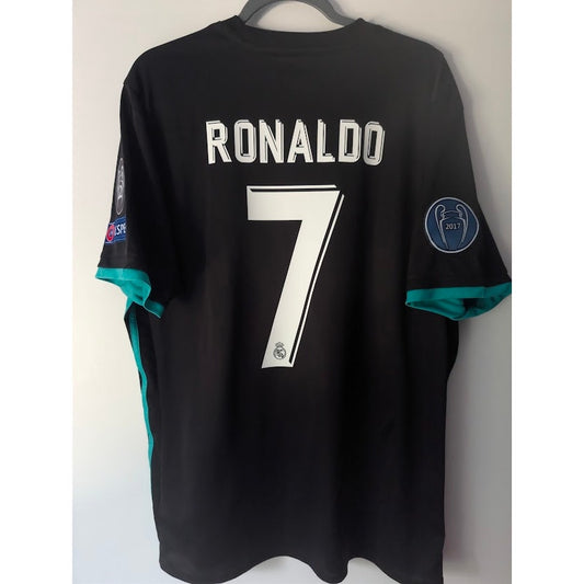 Real Madrid 2017-18 Away Cristiano Ronaldo Jersey Men's XL UCL Fully Patched