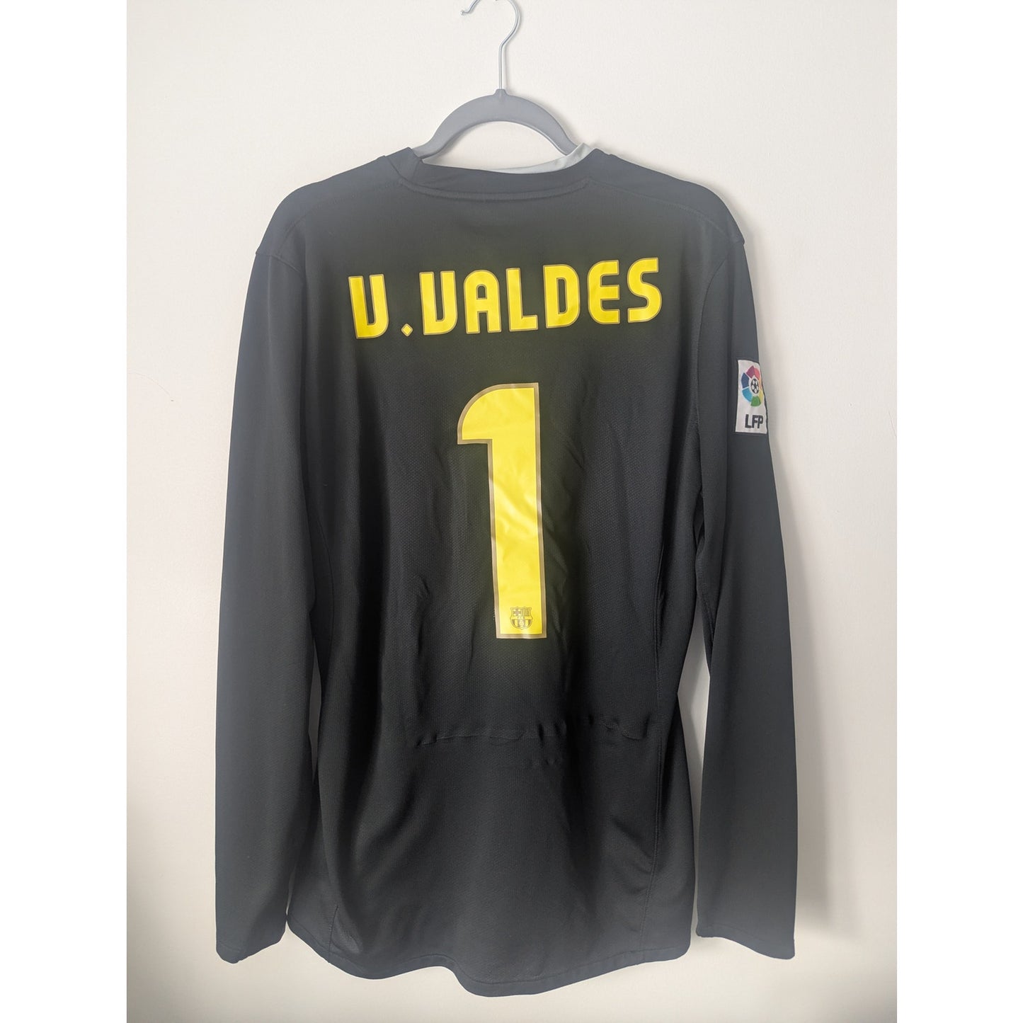FC Barcelona 2008-09 Goalkeeper Jersey Víctor Valdes #1 Men's Large Nike Long Sleeve Authentic