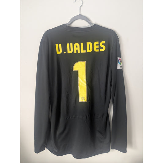 FC Barcelona 2008-09 Goalkeeper Jersey Víctor Valdes #1 Men's Large Nike Long Sleeve Authentic