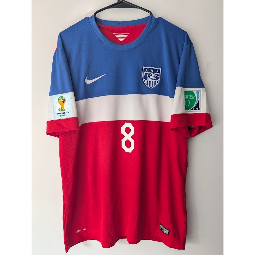 USA 2014 Away Clint Dempsey #8 Jersey Mens Large Nike World Cup Fully Patched