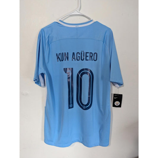Manchester City 2017-18 Home Kun Aguero Jersey - Men's L - NWT - UCL - Fully Patched