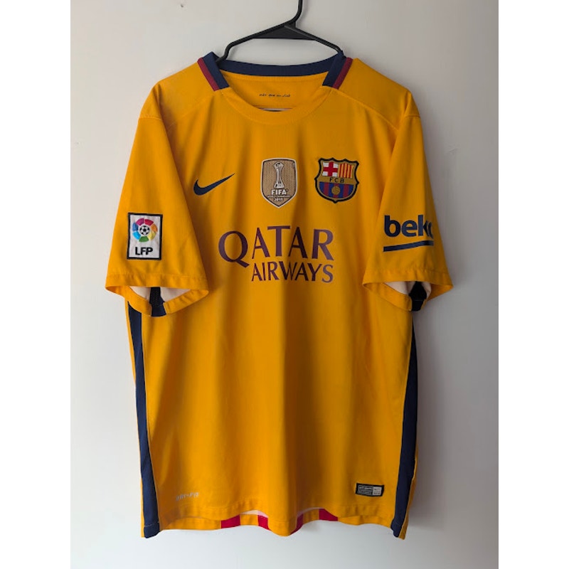 FC Barcelona 2015-16 Luis Suarez Away Jersey Men’s XL Authentic Nike Senyera Soccer Shirt