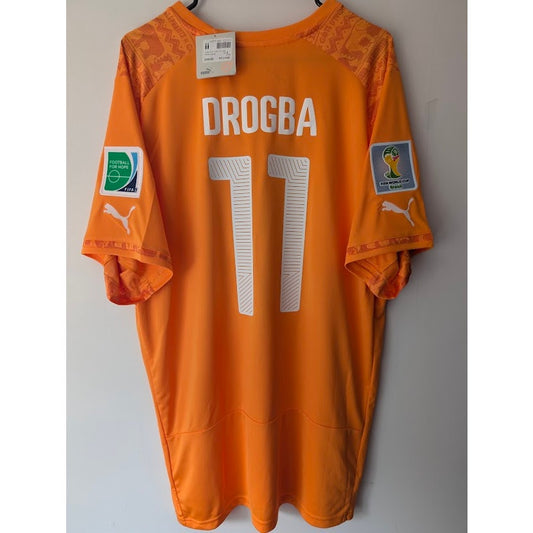Ivory Coast 2014 Home Didier Drogba Jersey Men's XXL NWT Puma FIFA World Cup Fully Patched Rare