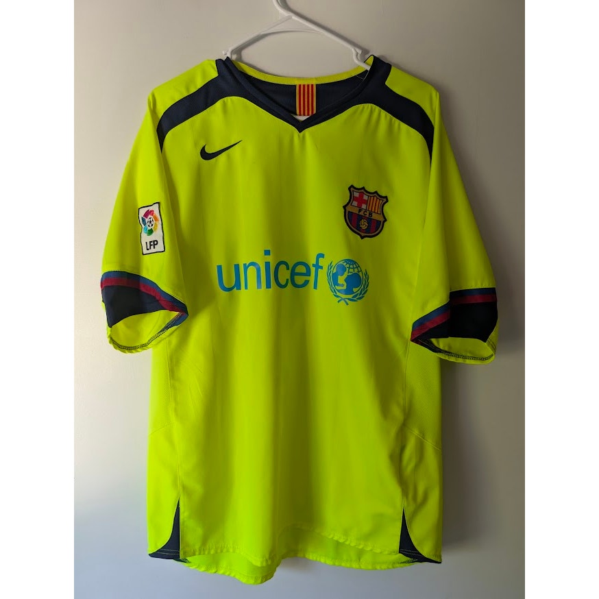 FC Barcelona 2006-07 Third Lionel Messi #19 Jersey Mens Large Nike Yellow