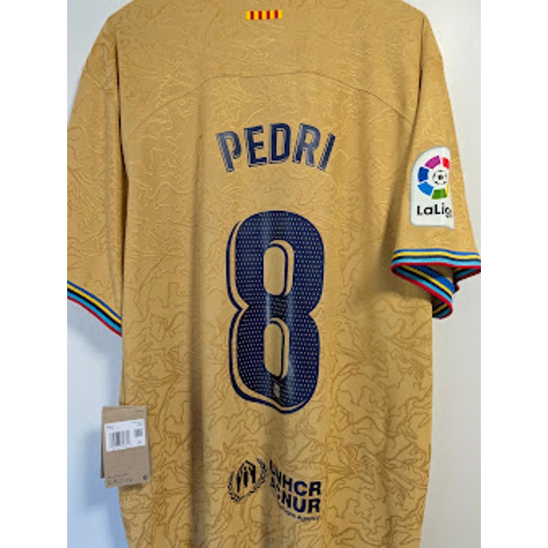 FC Barcelona 2022-23 Away Pedri #8 Jersey Mens 2XL NWT Nike Dri-FIT ADV Authentic Gold