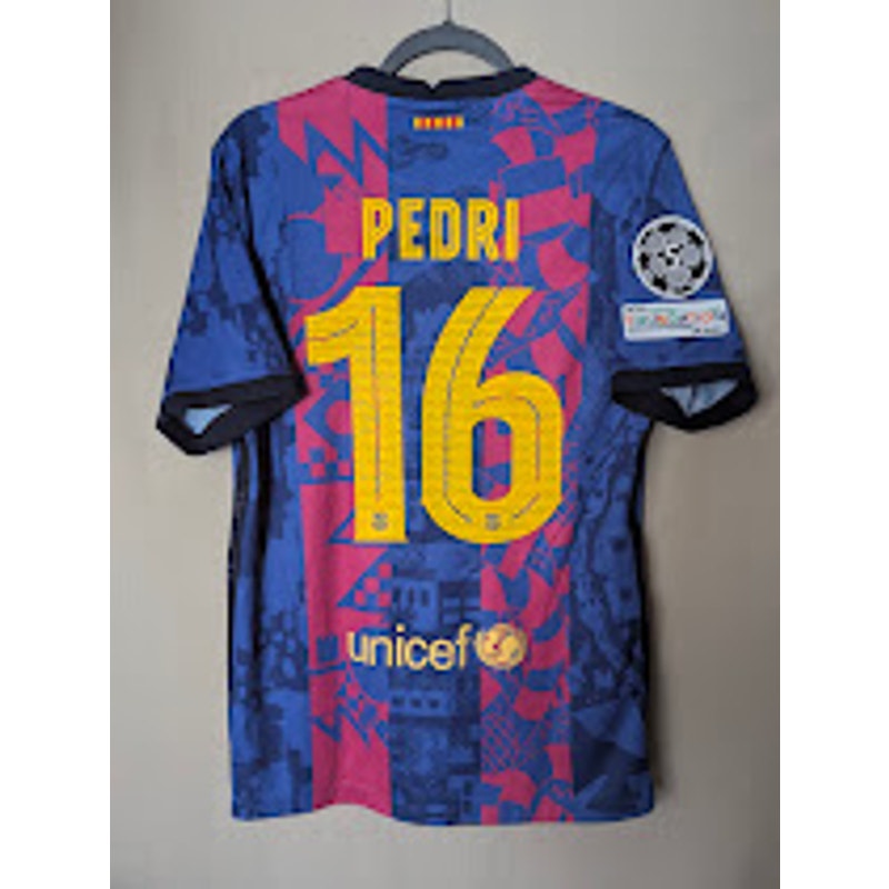 FC Barcelona 2021-22 Third Pedri Jersey Men's Medium UCL Fully Patched