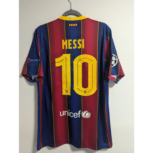 FC Barcelona 2020-21 Home Lionel Messi Jersey - UCL - Men's Large