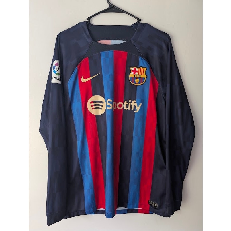 FC Barcelona 2022-23 Home Gavi #6 Jersey Men's Large Long Sleeve Nike La Liga Patch