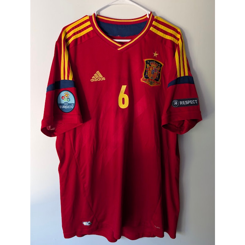 Spain 2012 Home Andres Iniesta #6 Jersey Mens Large Adidas Euro 2012 Vintage