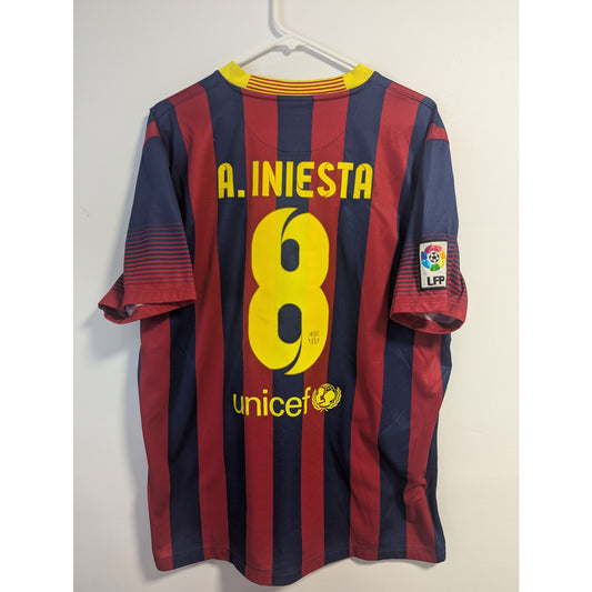 FC Barcelona 2013-14 home Andres Iniesta jersey, men's XL