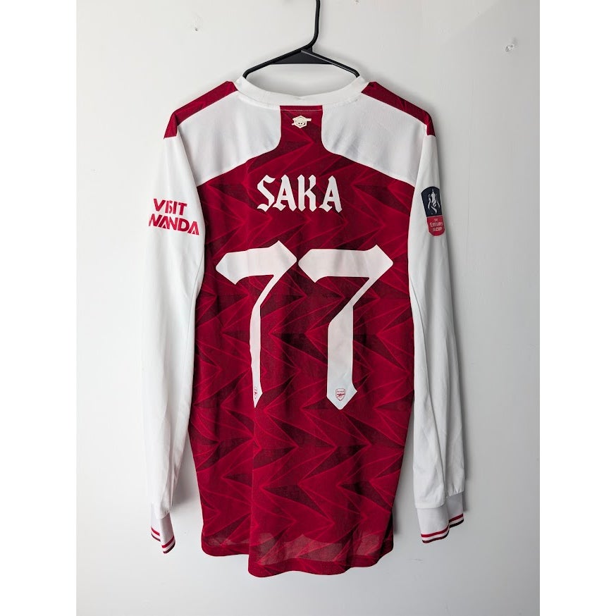 Arsenal 2019-20 home Bukayo Saka long sleeve jersey, Adidas, men's large