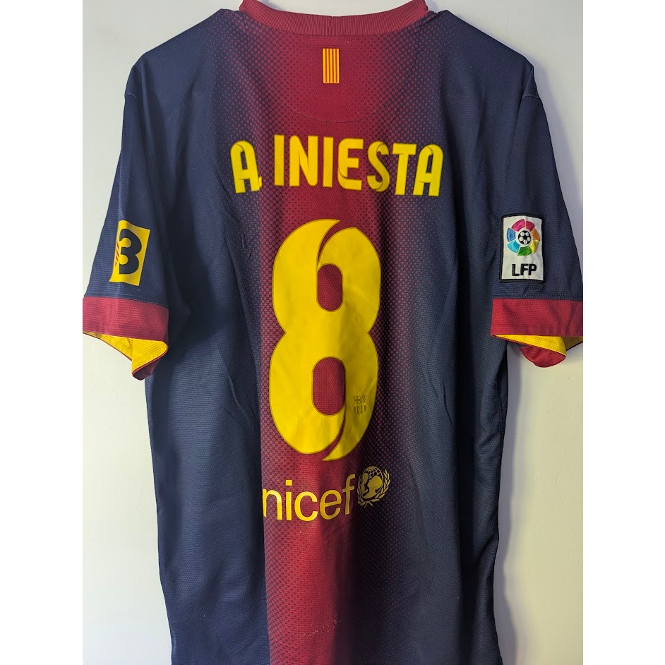 FC Barcelona 2012-13 Home Andres Iniesta Jersey Men’s Large Nike Club World Cup Champions Badge