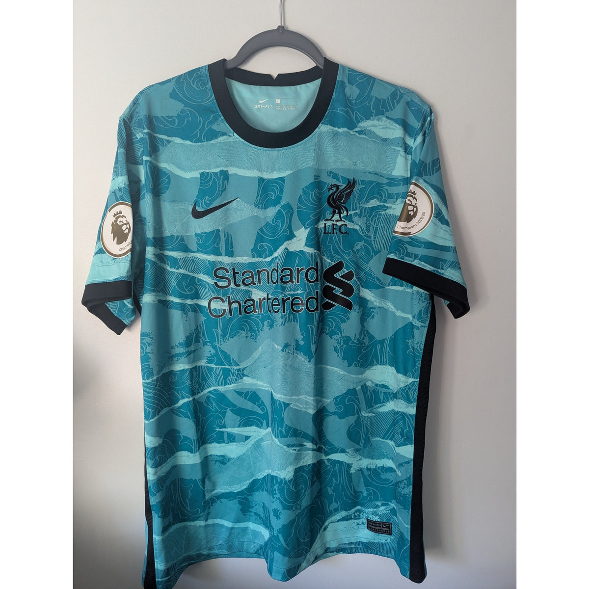 Liverpool 2020-21 Away Sadio Mane Jersey Men’s Large Nike EPL Fully Patched Soccer Shirt