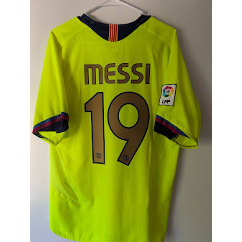 FC Barcelona 2006-07 Third Lionel Messi #19 Jersey Mens Large Nike Yellow
