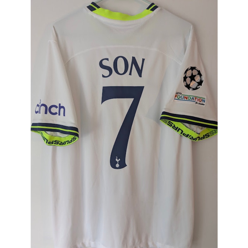 Tottenham Hotspurs 2022-23 Home Son Heung-min Jersey UCL Fully Patched Men's XL
