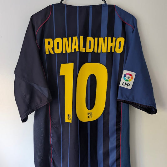 FC Barcelona 2004-05 Away Ronaldinho 10 Jersey Men's XL Vintage Nike La Liga Patched