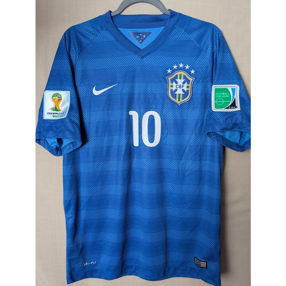 Brazil 2014 Away Neymar Jr Jersey Mens Medium Nike World Cup Fully Patched Rare