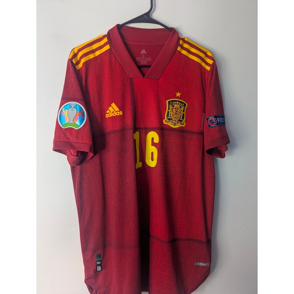 Spain 2020 Home Rodri Jersey – Men’s Large | HEAT.RDY EURO Fully Patched Adidas Shirt