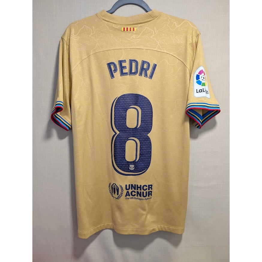 FC Barcelona 2022-23 away Pedri gold jersey, Nike, men's medium