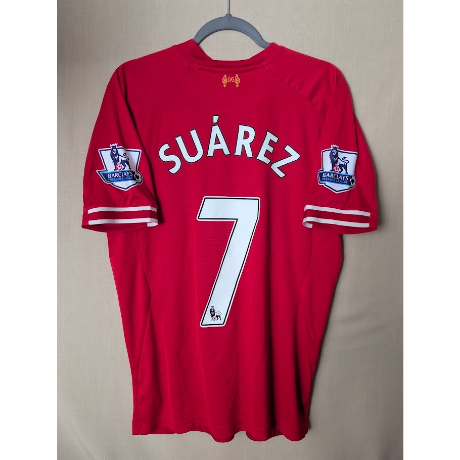 Liverpool 2013-14 Home Luis Suarez Jersey Mens Large Warrior EPL Patched