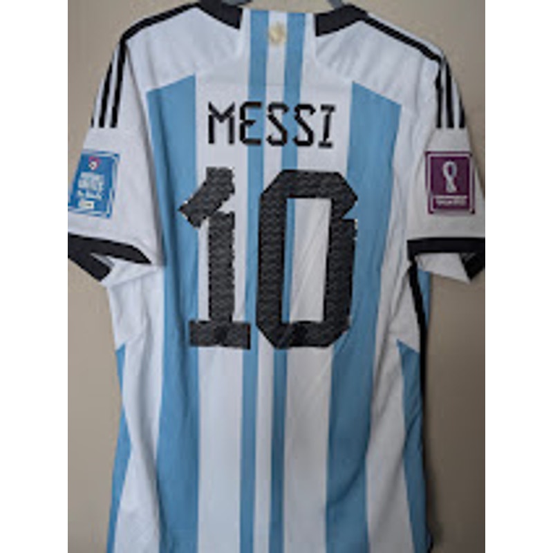 Argentina 2022 Home Lionel Messi Jersey World Cup Fully Patched Men's Large