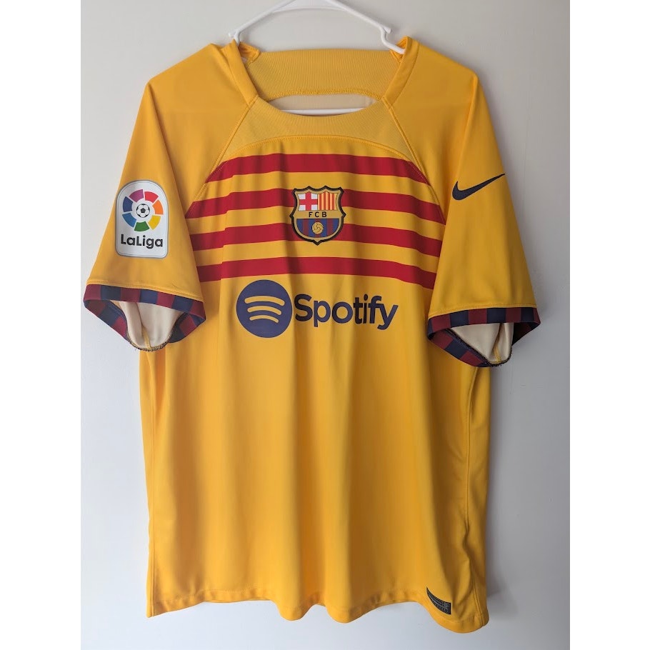 FC Barcelona 2022-23 Fourth Pedri Jersey Men's XL La Liga Fully Patched Senyera